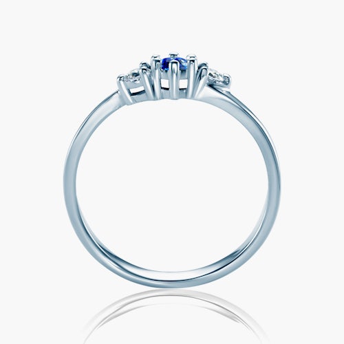 Pierścionek Heart of the Ocean: białe złoto, niebieski szafir